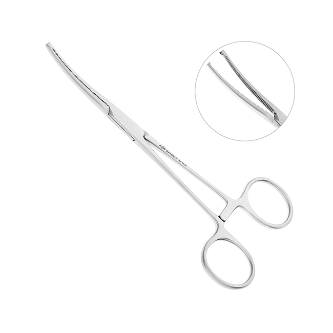 Зажим хирургический с зубчиками изогнутый Kocherklemme, 15 см | HLW Dental Instruments (Германия)