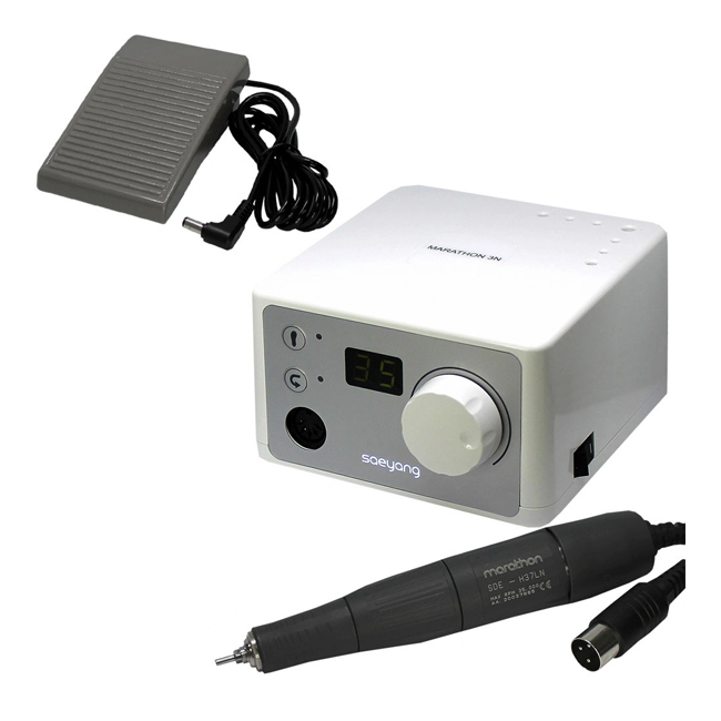Marathon 3N - портативный микромотор с наконечником SDE-H37LN, 35000 об/мин, педаль SFP-27, серебристый | Saeyang Microtech (Ю. Корея)