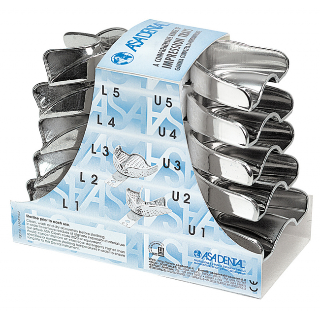 Ложка слепочная, набор 10 штук, без перфорации с бортиками | Asa Dental (Италия)