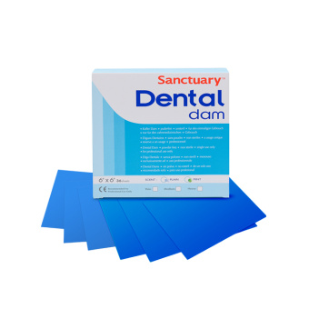 Blue Latex Dental Dams - коффердам без запаха, синий цвет, 152*152 мм, 36 шт. | Sanctuary Health (Малайзия)
