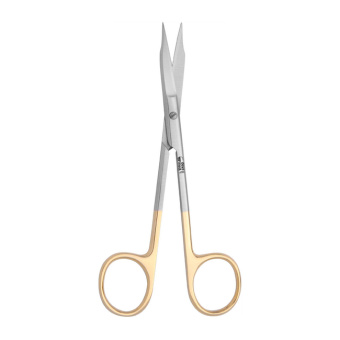 Хирургические ножницы Goldman-Fox для гингивэктомии, прямые, зубчатая поверхность, с твердосплавными вставками, длина 130 мм | Devemed (Германия)