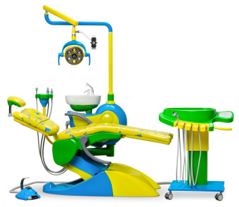 Стоматологическая установка Safety M10 с подкатным блоком, Детская желтая